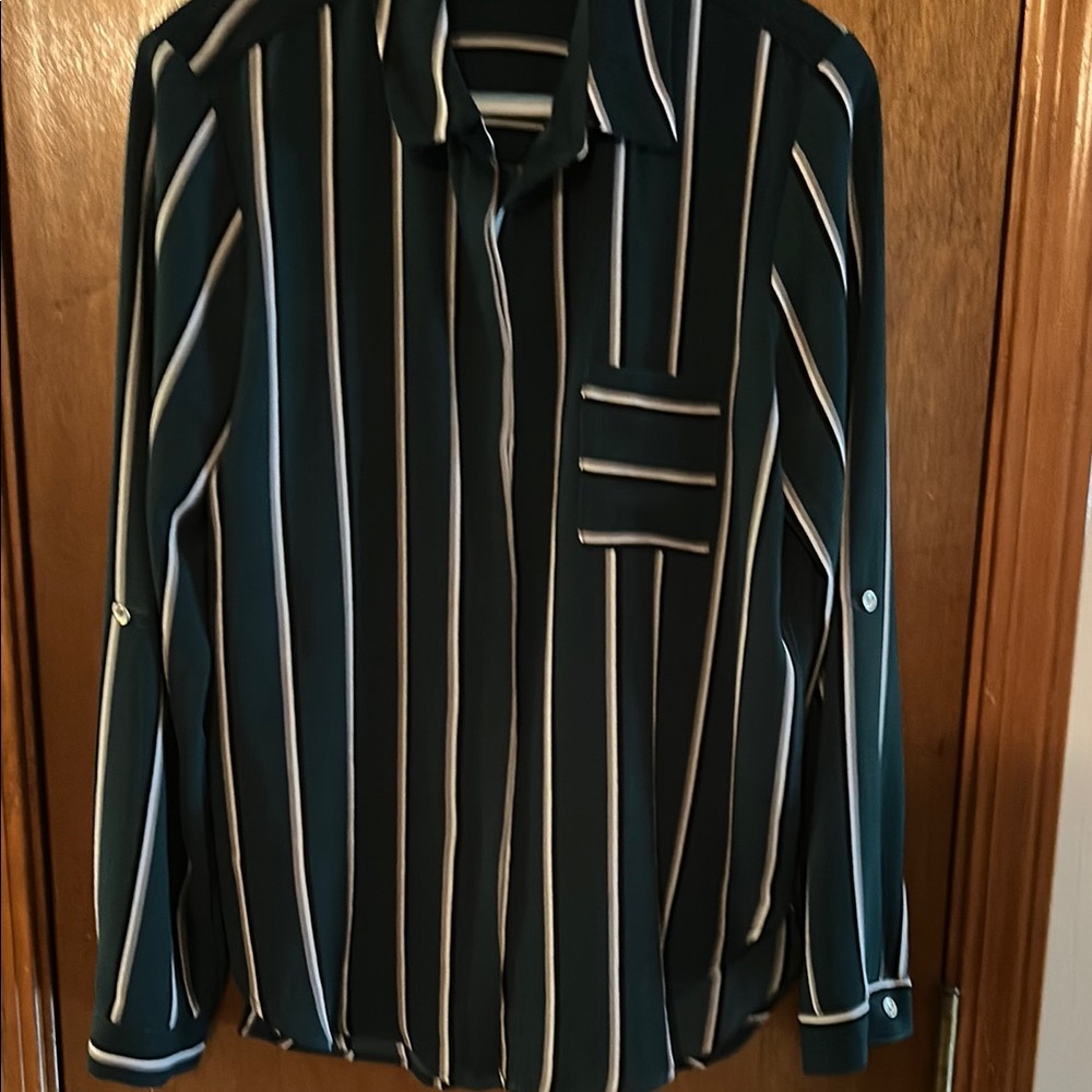 Women’s Striped Green and Black Shirt